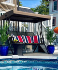 Three Seat Deluxe Outdoor Porch Swing With Weather Resistant Steel Frame Heavy Duty Construction Adjustable Tilt Canopy Beige