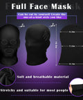 Premium Dope Black Full Face Mask and Stretchy Gloves Set for Halloween Cosplay Party Vibe Soft Polyester Trick Or Treat Badass Sinister Fit Gear Bundle, black mask with cuttable design, 16.5in long.