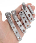 Stainless Steel Door Pivot Hinges With Auto Close And Concealed Half Waist Design, shown held in hand, metal parts visible