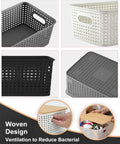 Top Tier Stackable Storage Bins With Bamboo Lids Set Of Six Heavy Duty Bpa Free Plastic Baskets. Assorted colors and woven design.