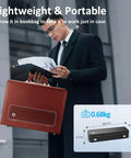Man holding briefcase with Inkless Portable Printer For Travel, Wireless Bluetooth Thermal Printer, 8.5x11 inch paper size
