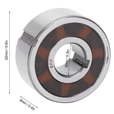 CSK8PP One Way Bearing With Dual Keyway Clutch Sprag Backstop, 8mm bore, 9mm width, heavy duty steel construction.