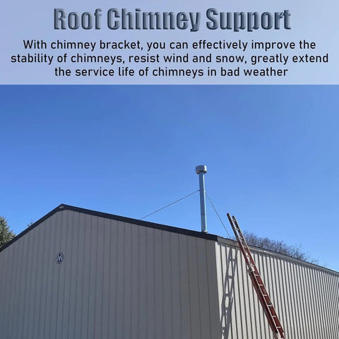 Rock Solid Stainless Steel Chimney Support Bracket Kit For Pellet Stove And Water Heater Vent 4.75 Inch Diameter on roof with ladder