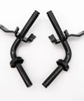 Pro Grade Steering Spindle Kit Replacement For John Deere Lawn Mowers parts including two black steering spindles for DIY installation.
