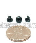 Heavy Duty Size 4-40 Button Head Socket Cap Screws One Eighth Inch Long with a penny for size reference.