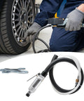 Badass Quarter Inch Pneumatic Air Die Grinder Cranking 25000 RPM With Solid Aluminum Body, in use for tire maintenance.