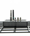 Front view of Modular 1/4-Inch Hex Bit Organizer System With 77 Slots For Fast Access Driver Bit Holder black finish 84 mm x 84 mm