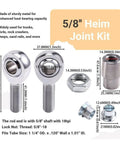 4Pcs Hardened Steel Spherical Rod End Bearings With Dual Left Right Threads And Adjustable Jam Nuts For Slick Pivot Motion And Garage Builds Dead Set To Handle Tough Jobs Without Breaking A Sweat On 5Mm And 8Mm Shafts, showing dimensions and parts for installation.