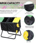 Dual Chamber Outdoor Compost Bin With 37 Gallon Capacity, BPA Free Plastic, Easy To Assemble, Heavy Duty PP Material, Black design