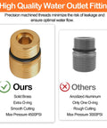 Comparison of M20 To M22 Water Outlet Fitting For Pressure Washers - 7110264 Replacement, showing brass and aluminum fittings