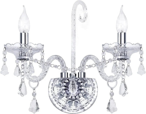 Elegant Crystal Wall Sconce Candles Set Of 2 For Living Room Bath Entryway Hallway Hardwired Classic Wall Lights With Glam Crystal Accents