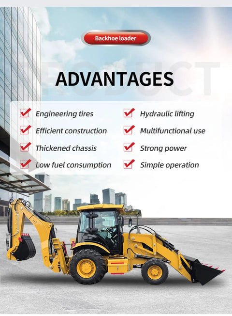 Compact Backhoe Loader Machine With Front Bucket For Landscaping And Construction Jobs Small Wheel Digger Excavator outside
