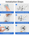 Installation steps for Heavy Duty Black Suction Cup Hooks Two Pack No Drill Bathroom Wall Adhesive Rack with clear instructions.
