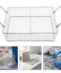 Stainless Steel Ultrasonic Cleaner Basket Replacement Wire Mesh Filter Insert For Metal Parts Washing And Tool Holders 8x4x3 Inches, mesh basket