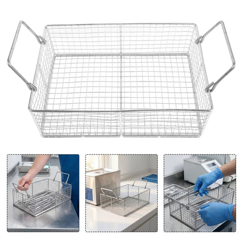 Stainless Steel Ultrasonic Cleaner Basket Replacement Wire Mesh Filter Insert For Metal Parts Washing And Tool Holders 8x4x3 Inches, mesh basket
