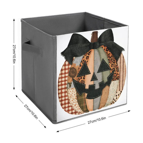 Kicker Quality Patchwork Fabric Storage Cube Built For Quick Room Upgrades With Heavy Duty Stitching And A Knockout Pumpkin Silhouette, 27cm.