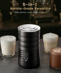 Cafe-Style Barista-Grade Milk Foam Maker And Frother With Temperature Display, 350Ml Capacity next to lattes and hot chocolate