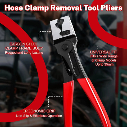 Close-up of 5 Piece Electrical Disconnect Pliers Set With Knuckle Friendly Textured Grips For Extracting Car Terminal Pins and Wire Terminals.
