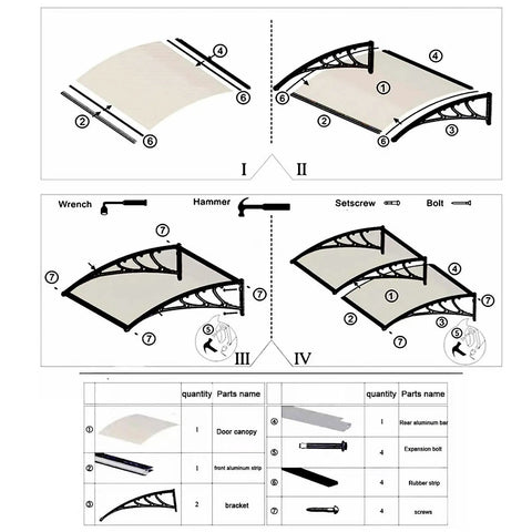 Outdoor Patio Deck Awning Kit With White Bracket And Blue Panel, Expandable Sun Shade For Backyard And Windows, Adjustable Reach In 24, 32, 39 Or 47 Inches, Easy Install, Durable Plastic Steel Bracket Kit