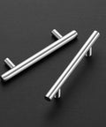 30 Pack 4 Inch Satin Nickel Cabinet Pulls For Kitchen Cabinets With Six And Three Eighths Inch Overall Length And Four Inch Center To Center Mounting One Half Inch Diameter And One And Quarter Inch Projection shown on black surface