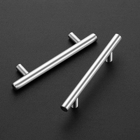 30 Pack 4 Inch Satin Nickel Cabinet Pulls For Kitchen Cabinets With Six And Three Eighths Inch Overall Length And Four Inch Center To Center Mounting One Half Inch Diameter And One And Quarter Inch Projection shown on black surface