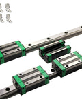 Two Pack Hgr20 Six Hundred mm Linear Guide Rails With Four Heavy Duty Pillow Block Bearings For Diy Cnc Routers And Mill Lathes, showing smooth bearings and rails.