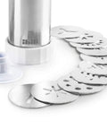 Pro Grade Stainless Steel Cookie Press Gun Kit With 10 Disc Variations And 8 Interchangeable Nozzles Dishwasher Safe 18/10 Inox