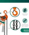 360 Degree Lever Hoist Heavy Duty Manual Ratchet Chain Puller With 1100 Pounds Capacity 5 Ft Lift Chain Lightweight Compact Design