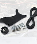 No Drama Hardened Dual Alternator Bracket Kit For Chevy Gm Trucks 1999 2013 with aluminum idler pulley and drive belt.