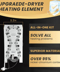 Dryer Heating Element Replacement Kit For Whirlpool Cabrio Maytag Kenmore Elite HE2 HE3 Dryers And Compatible GE Models GEW9250PW0 GEQ9800PW1 PW2 W11344457 Easy Install No Fuss Fit For Quick Reliable Drying with dimensions 5.2in x 13.8in and over 95% nickel-chromium content.