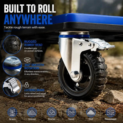 Set Of Four Five Inch Heavy Duty Caster Wheels Packed With Bully Solid Rubber Tires That Roll Smooth Across All Terrain