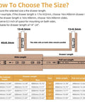 Image showing drawer slide sizing guide and specifications for Bulletproof Heavy Duty Ball Bearing Drawer Slides Five Pair 22 Inch.