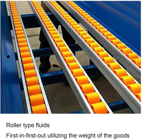 Straight Up Smooth Operator Gravity Unloading Slide For Warehouse Cartons And Beverage Barrels Truck Trailer Roll Off Ramp No Plug In Or Power Needed Makes Dock Side Hauling An Absolute Breeze Durable Steel Frames with orange roller wheels on a conveyor ramp.