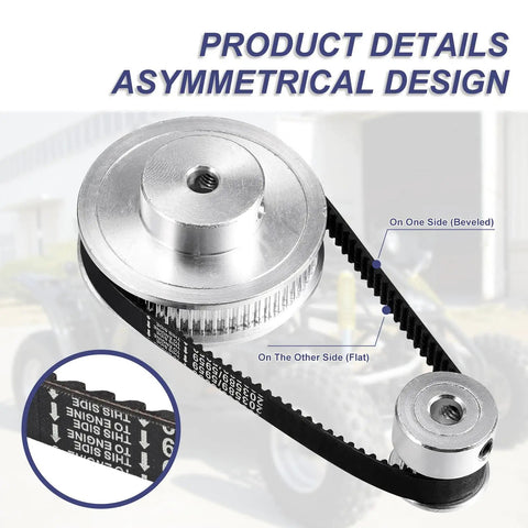 Three Pack Drive Belt Set for 30 Series Torque Converter Go Karts with asymmetrical design, shown installed on pulleys.