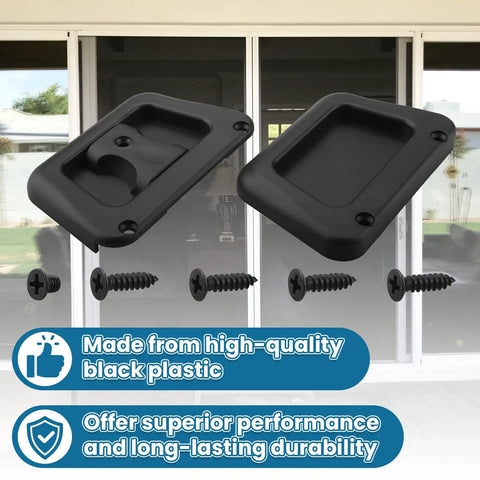A187 Sliding Screen Door Pull Handle Replacement Kit with hardware against sliding door backdrop