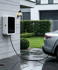 Premium Wall Mount EV Charger Protection Enclosure With Key Lock Top Shelf Hella Weatherproof Universal Charging Box Shield secure in rain.