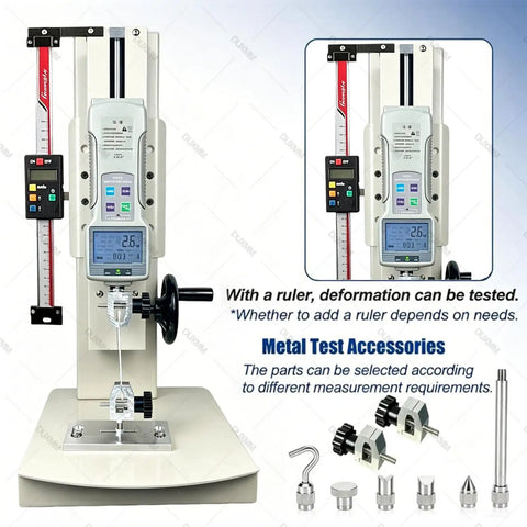 Straight Shooting Digital Force Gauge 10 To 2000N Push Pull Tensile Compression Tester with built-in scale and ruler visible.