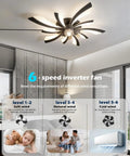 Plug-in ceiling fans with lights and remote,low profile 3 colors Dimming ceiling fan with six speed options and modern design.