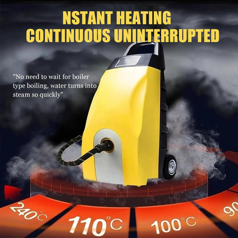 Heavy Duty 3000W Steam Cleaner With 3.5L Tank And Fast 40 Second Heat Up, yellow portable design with steam output.