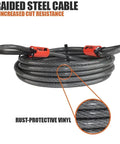 Heavy Duty 30Ft Security Cable With Loops 10mm Braided Steel Cut Resistant And Weatherproof Ideal For Padlocks Chain Locks And Wire Locks Durable Pair Set For Bikes Tools And Gates coiled with rust-protective vinyl