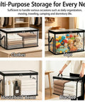 Built Like A Tank Large Clear Plastic Storage Bin With Heavy Duty Foldable Frame Reinforced Handles And A Secure Zippered Lid for organizing clothes, toys, and blankets.