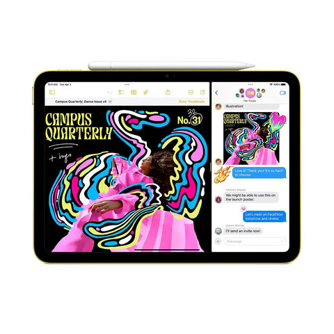 Smooth 11 Inch Tablet With Blazing A16 Chip, Gorgeous Liquid Retina Display, 128GB Memory with vibrant illustrations on screen.