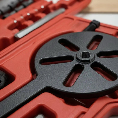 Universal Bearing Extractor Puller Tool Kit Heavy Duty Removal Set With Case For Auto And Machine Repair Gear Hardened Steel Grip Shop Crew Essential Versatile Quality Built Tough Easy Work Fast Perfect For Daily Tasks Jobs Pro Today close-up in red case