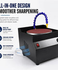 Heavy Duty Wet Dry Bench Sander And Electric Knife Sharpener With Water Cooling System showing built-in water pump and stable base.