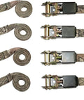 Mossy Oak Break Up Infinity Camo 1 Inch By 8 Foot Ratchet Tie Down Straps 300 LB Safe Working Load with S Hook Ends