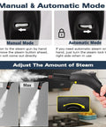 Waitbird 4.5 Bar High Pressure Steam Cleaner With Dual Safety Protection and Auto Shut Off controls for manual and automatic steam modes.