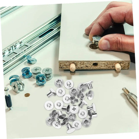 Carbon Steel Binding Screws And Scrapbook Post Fasteners For Photo Albums And Documents Silver Finish in use with tools on project board.