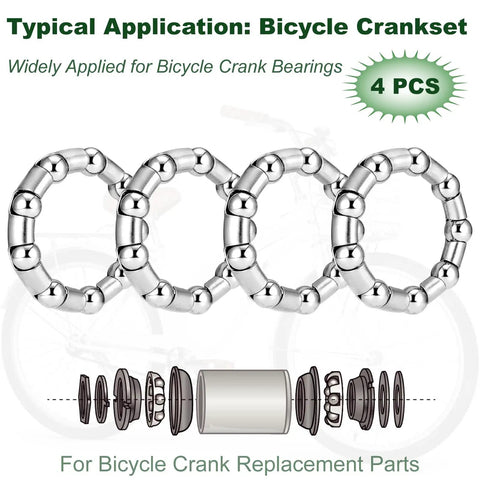 Premium Stainless Steel Bicycle Crank Ball Bearings And Retainer Set 5/16 Inch 9 Balls 4 Pack for bike crankset.
