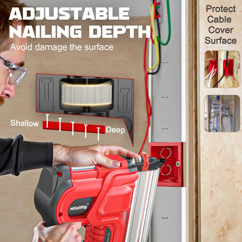 Solid Two In One Cordless Nailer And Stapler Kit 18 Gauge Brad Fasteners Compatible With Milwaukee Batteries adjustable nailing depth feature