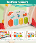 Toy piano keyboard featuring adjustable angle, bright buttons, and musical sound effects for baby activity gym.